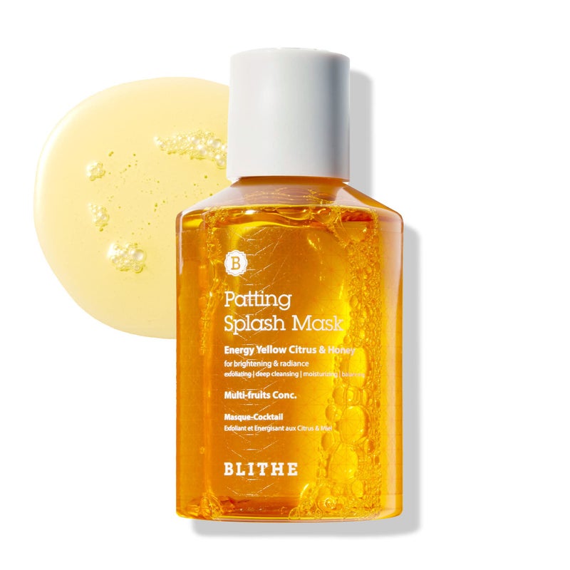 BLITHE Patting Splash Mask Exfoliating Face Wash with Yellow Honey - Korean Chemical Exfoliant for Face AHA Lactic Acid for Dark Spots, Energy Citrus for Skin Brightening & Radiance 5.07 Fl Oz - Image 1